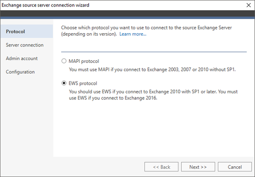 Office 365 Migration Exchange source wizard 1 EWS