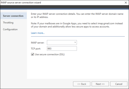 Office 365 Migration IMAP source wizard 1