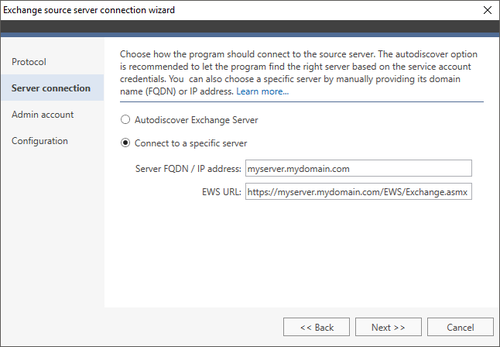 Office 365 Migration Exchange source wizard 2 EWS