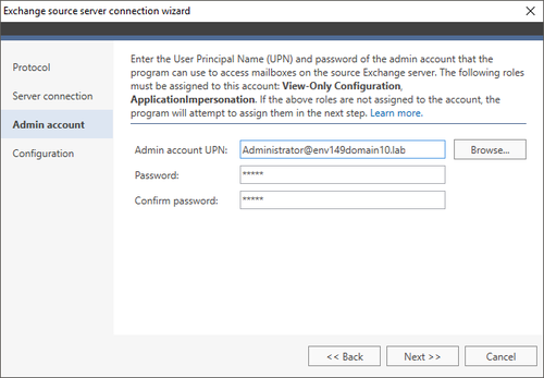 Office 365 Migration Exchange source wizard 3 EWS