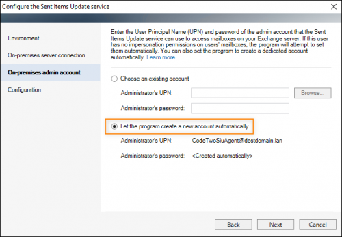 Selecting the user account.