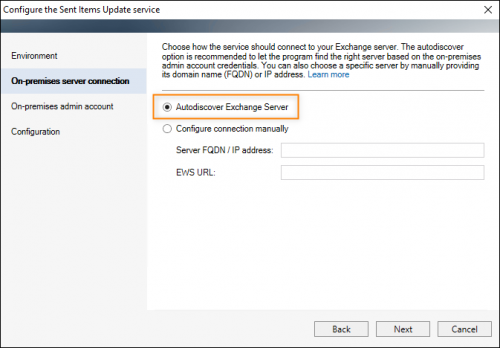 Using the Autodiscover option.