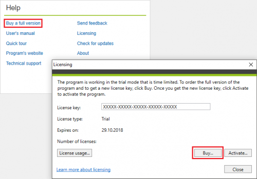 Backup how to buy license key