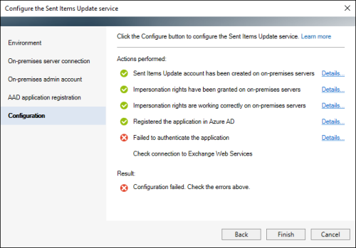 The SIU service failed to connect to and authenticate the CodeTwo application registered in Entra ID.