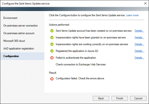 The SIU service failed to connect to and authenticate the CodeTwo application registered in Azure AD.