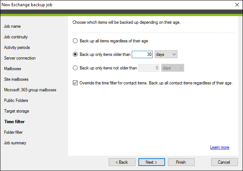 Setting up a time filter.