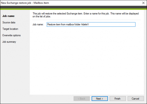 Backup - quick guide - restore Job name