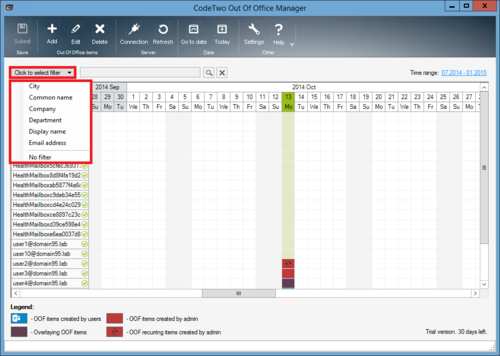 OOOM - Filtering options.