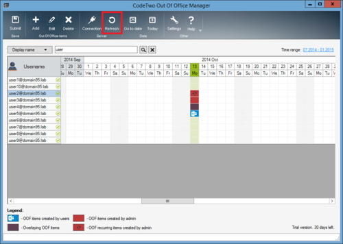OOOM - Refresh calendar button.