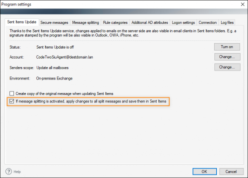 Enable this option to show all split messages in the Sent Items folder.
