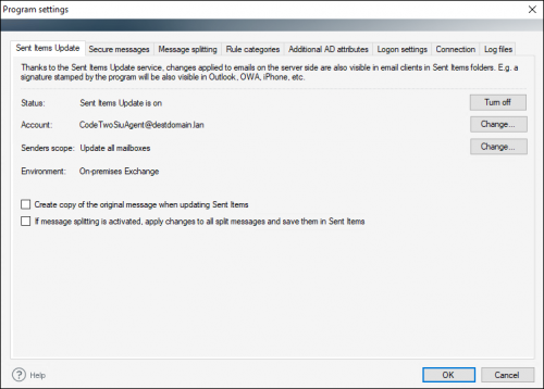 Program settings.