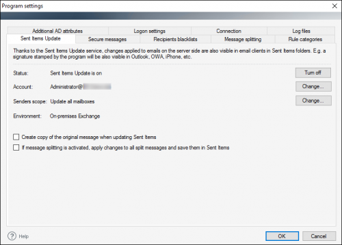 Program settings.