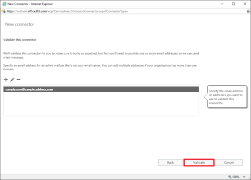 ESIG for O365 outbound connector validation.