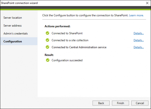 Backup SharePoint connection Configuration on-prem