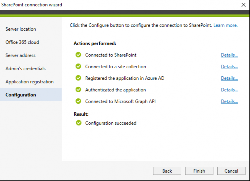 Backup SharePoint connection Configuration