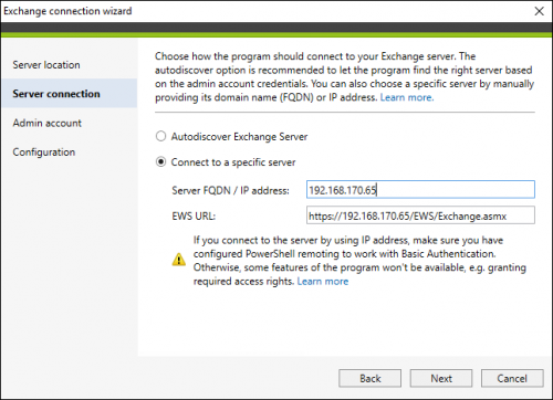 Backup failed connection via IP address