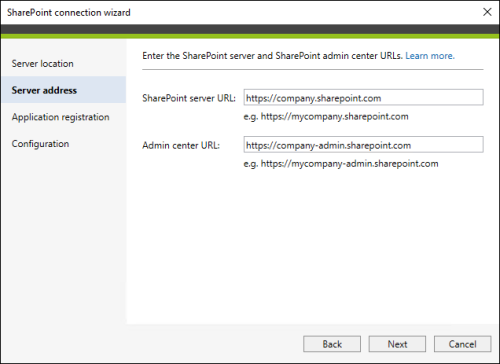 Providing URLs of your SharePoint Online site.