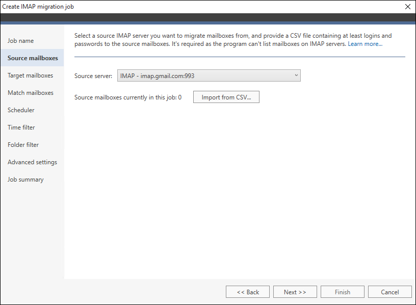 Office 365 Migration IMAP server source mailboxes