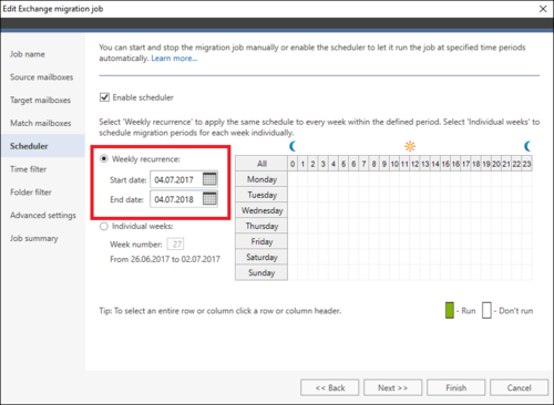 Office 365 Migration Scheduler weekly 1