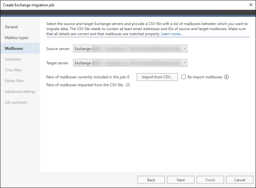 Data import from the CSV file completed with no errors.