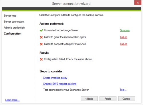 Backup - impersonation rights error while using server's IP address