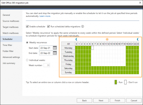 Scheduler - choosing days and time on the calendar.