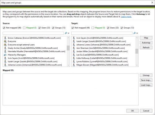 Backup SharePoint mapping window