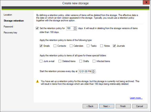 Backup - retention policy on storage