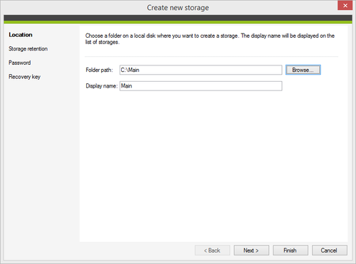 Backup - New storage