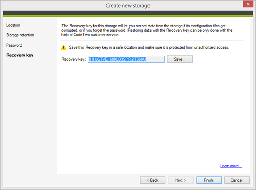 Storage - Recovery key