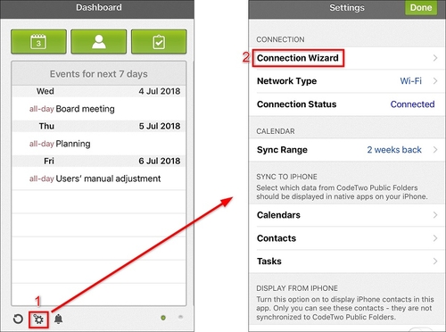 Public Folders - iOS - reconfigure connection