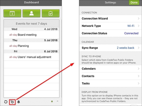Public Folders - iOS - settings