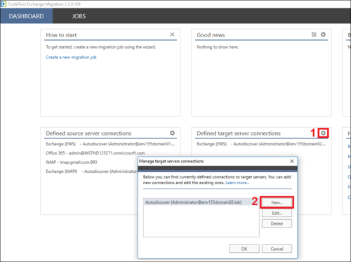 Exchange Migration - new target connection