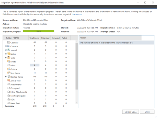 Exchange Migration - mailbox report