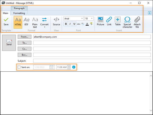 Options for composing a message.