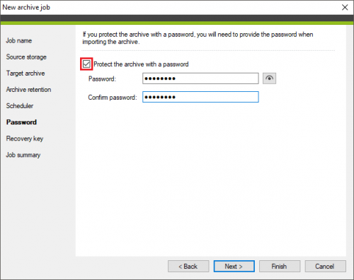 Backup archive job Password