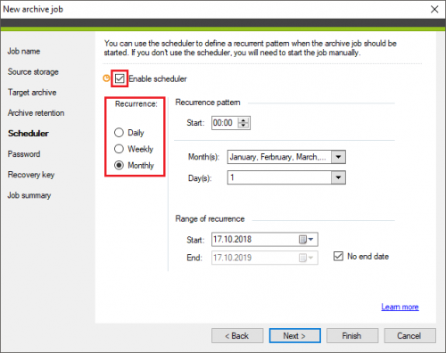 Backup archive job Scheduler