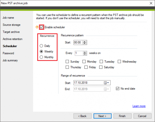 Backup PST archive job Scheduler