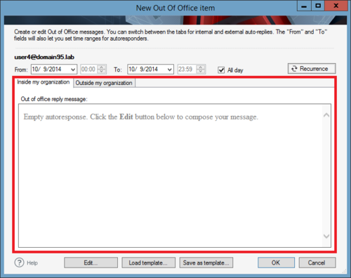 OOOM - Choose auto reply recipients.