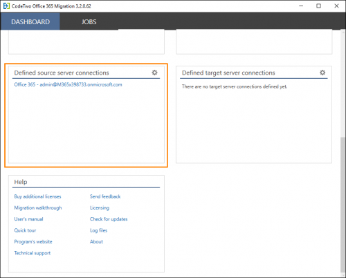 Exchange Migration source O365 defined connection v3.2