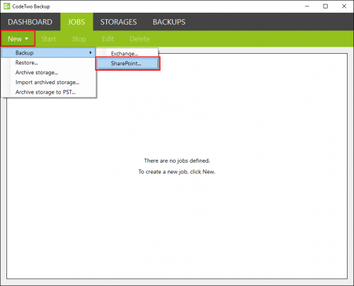 Backup create SharePoint job