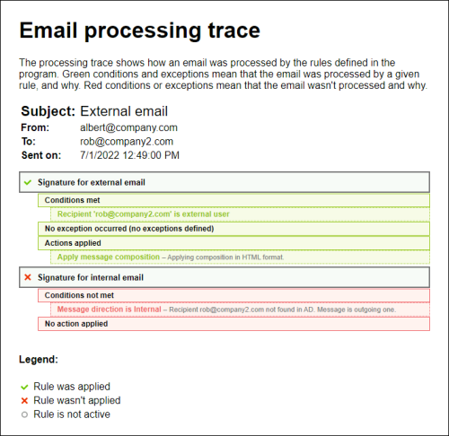 Processing trace report opened in a browser