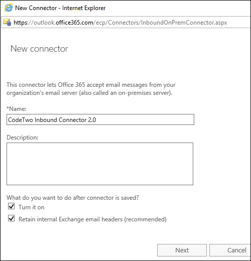 ESIG for O365 Inbound Connector 2.0