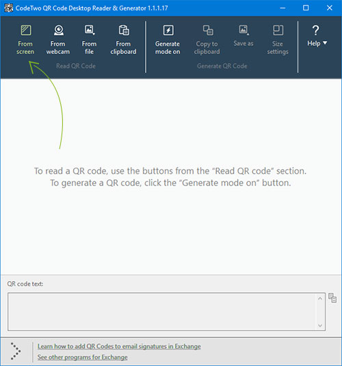 CodeTwo QR Code Desktop Reader & Generator - scan QR code from screen