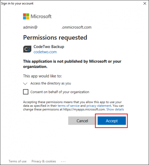 Backup SharePoint connection permissions