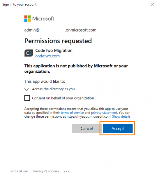 O365 Migration source O365 azure permissions v3.2