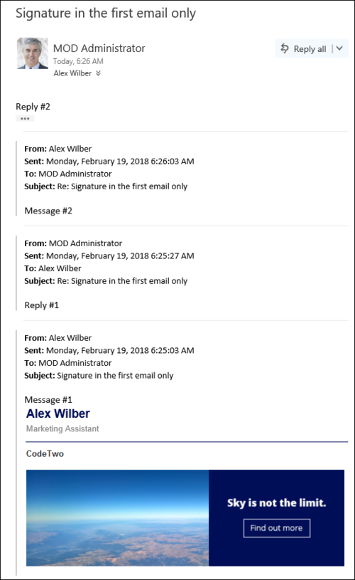 Editor - ER add signature to the first email only