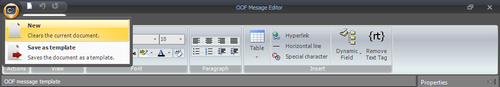 OOF Message Editor menu.