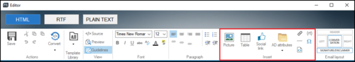 Editor - ribbon - Insert group