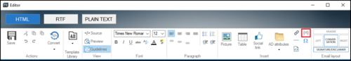 Editor - rt tags button